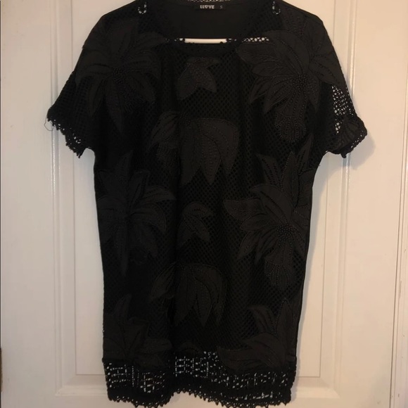 Black sheer swimsuit cover, size S